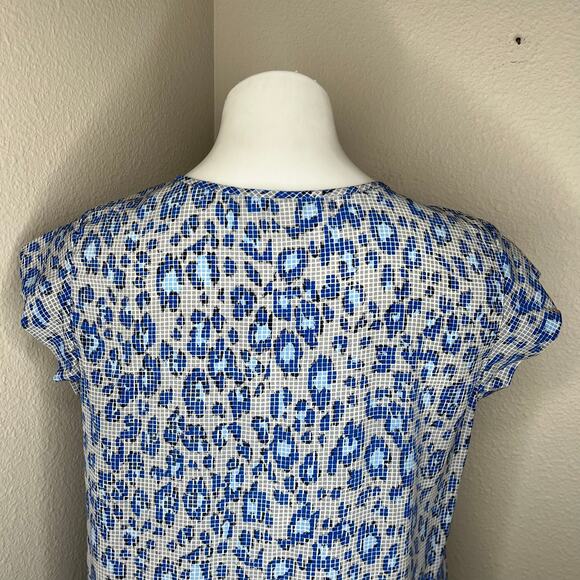 JOIE Lynny Leopard Print Silk Blouse Blue & Black Size Small - Picture 5 of 12
